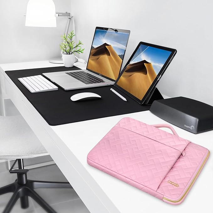 Lacdo 360° Protective 16 Inch Laptop Sleeve Case for 16 Inch HP Lenovo ASUS Acer Dell Laptop/HP Pavilion Envy/Lenovo ThinkPad IdeaPad/Acer Swift/ASUS Vivobook/Dell Computer Bag, Sakura Pink