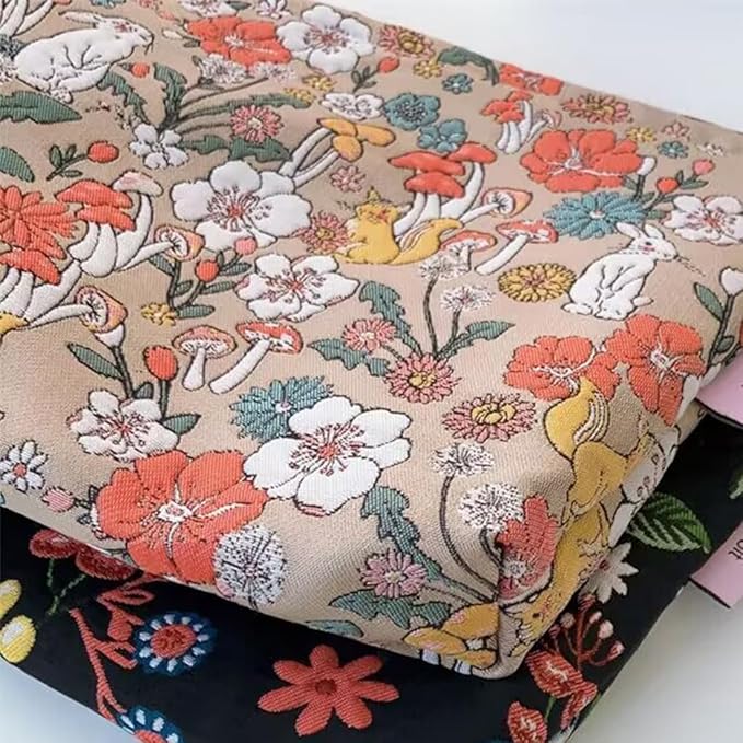 SxoSyo Cosmetic Bags for Women Makeup Bag Large Capacity Purse Travel Toiletry Zipper Storage Pouch Make up Brushes Organizer for Gifts (Flowers, Black)