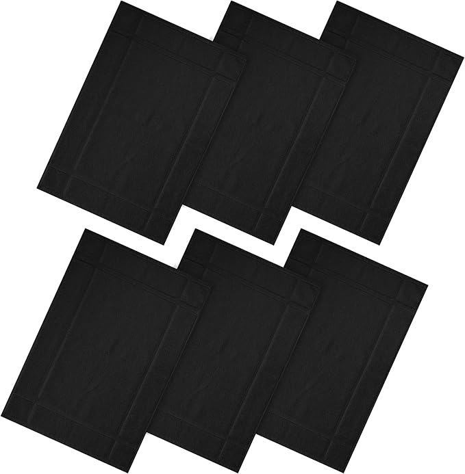 Ample Decor 100% Cotton Bath Mats 34 x 20 Inches, Quick Dry, 1350 GSM Banded Border Shower Bathroom Floor Mat, Not Bathroom Rug - Black Pack of 6