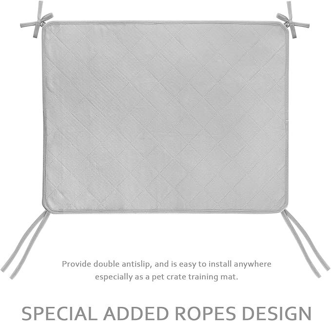 Waterproof Dog Crate Mat with Rope 2 Pack (42’’X28’’), Washable Pee Pads for Dogs, Non-Slip Training Pads for Dogs, Fits 42 Inch Dog Crate