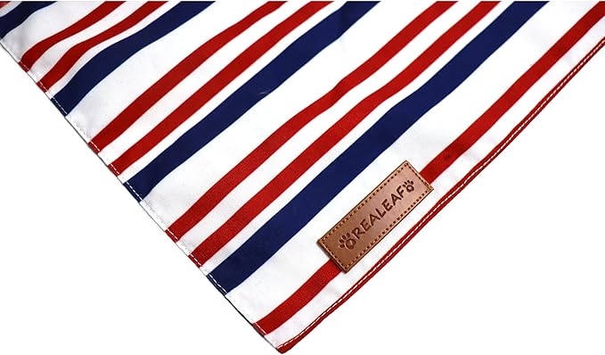 Realeaf 4th of July Dog Bandanas 2 Pack, Reversible American Flag Pet Scarf for Boy and Girl, Premium Durable Fabric, Patriotic Bandana for Small and Medium Dogs (Small)