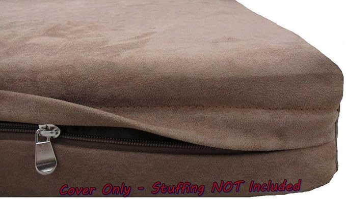 Dogbed4less DIY Pet Bed Pillow Brown Microsuede Duvet Cover and Waterproof Internal case for Dog and Cat at 37X27X4 Inch - Covers only