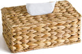KALEKAIL Rectangular Tissue Box Cover Compatible with 100-180 Sheets of Kleenex Water Hyacinth Rectangle Tissue Box Rattan Tissue Box Holder Rectangular, Hand Woven Wicker Tissue Holder