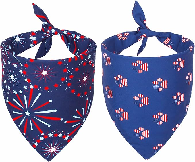 ADOGGYGO American Flag Dog Bandana, Multiple Sizes Offered, Triangle 4th of July Bandanas for Large and X-Large Dogs (X-Large)