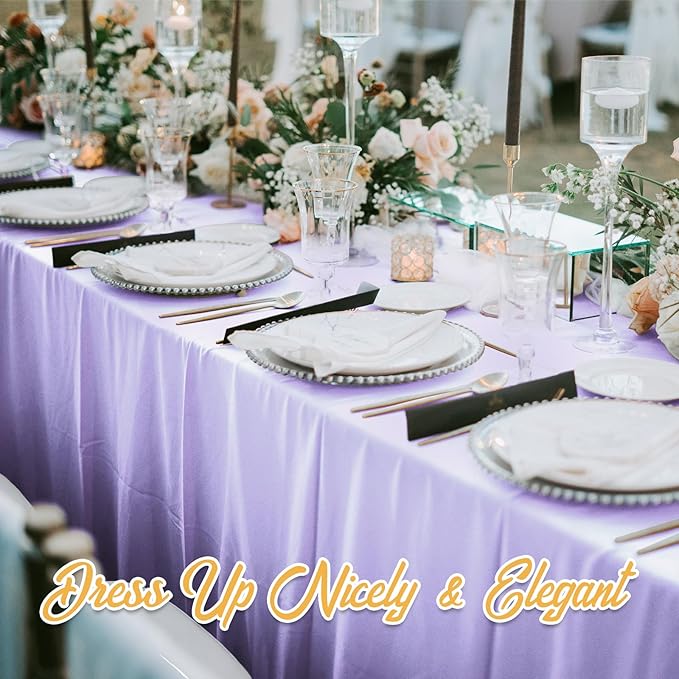 BRILLMAX 6 Pack Lavender Tablecloths for 6 Foot Rectangle Tables 90 x 132 Inch - 6ft Rectangular Bulk Linen Polyester Fabric Washable Cloth Cover for Wedding Reception Banquet Birthday Party