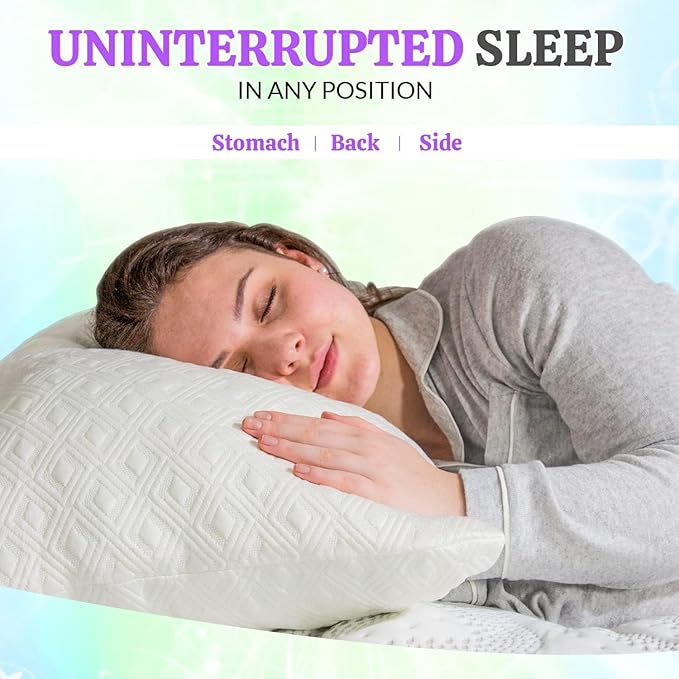 King Size Rayon Derived from Bamboo Pillows, Cooling Shredded Memory Foam Bed Pillows for Sleeping, Adjustable Pillow Sets for Back, Stomach, Side Sleepers, King (Pack of 1)