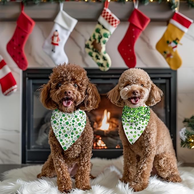 St. Patrick's Day Dog Bandana Reversible 2 Pack Small, St. Patricks Day Pet Bandanas for Dogs Lucky Shamrock Adjustable Triangle Holiday Scarves for Small Medium Boy Girl Dogs