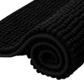 SUBRTEX Bathroom Rugs Chenille Bath Rug Soft Short Plush Bath Mat Soft Shower Mat Water Absorbent Shower Mat Quick Dry Machine Washable(Black,16" x 24")