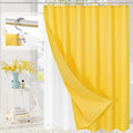 Craidlela 3 in 1 Long Yellow Shower Curtain Set-72 W x 78 H, Modern Waffle and PEVA Liner Set with 12 Stainless Steel Hooks, Waterproof Fabric for Bathroom
