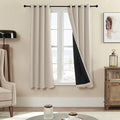 Rutterllow 100% Blackout Curtain Panels, Heat and Full Light Blocking Drapes with Grommets for Bedroom,Thermal Insulated Window Treatment Drapes for Living Room (Beige,2 Panels,52 x 63inch)