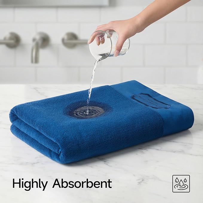 REDKISS 35"x70" Luxury Bath Sheets Towels Set of 2, 100% Cotton & 700 GSM,Ultra Soft & Highly Absorbent Bath Towels Set,Perfect for Bathroom,Spa and Hotel-Blue