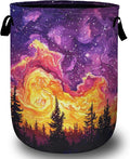 Purple Galaxy Forest Laundry Basket, Laundry Hamper Collapsible Oxford Cloth with Handle Clothes Toy Storage Bin for Bathroom Laundry Room Bedroom 15.7 X 20 Inch