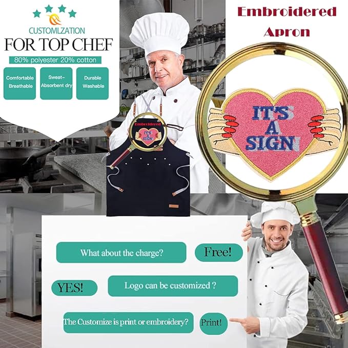 YOWESHOP Personlized Chef Apron Cross Back Apron with Adjustable Straps Canvas Embroidered & Printing