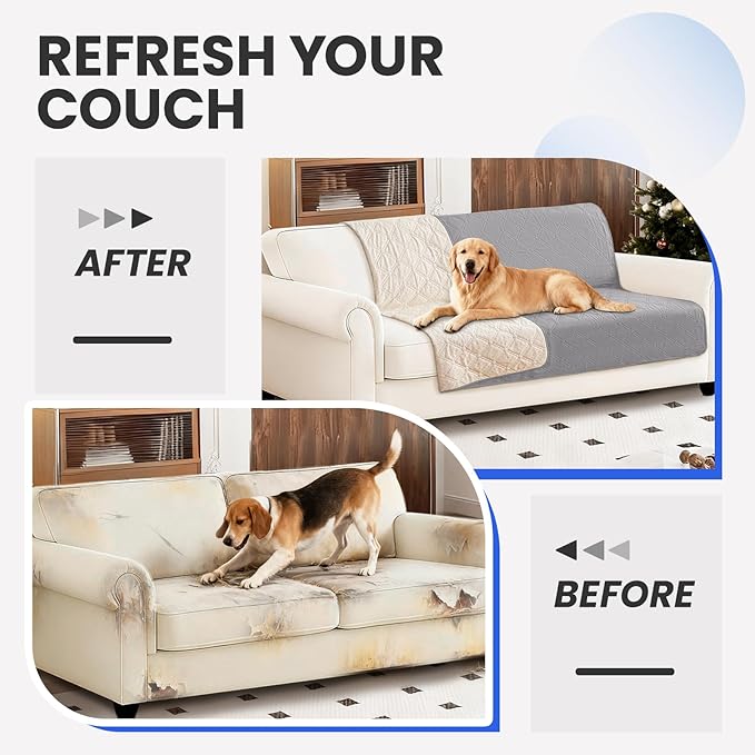 CYCMACO Waterproof Couch Covers for Pets, Waterproof Dog Bed Cover, Anti-Slip Soft Dog Blankets, Couch Cover for Dogs Washable, Pet Blanket for Puppy Large Dogs Cat (82x120 Inch, Light Grey)