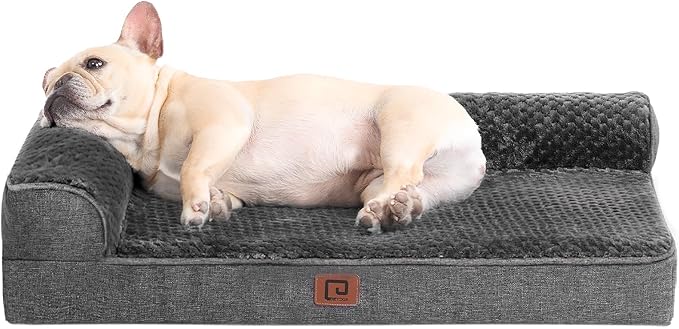 EHEYCIGA Orthopedic Dog Bed Medium Size Dogs, Memory Foam Dog Bed with Washable Removable Cover, Waterproof Pet Sofa Couch for Crate with Nonskid Bottom, 30x20x6, Dark Grey