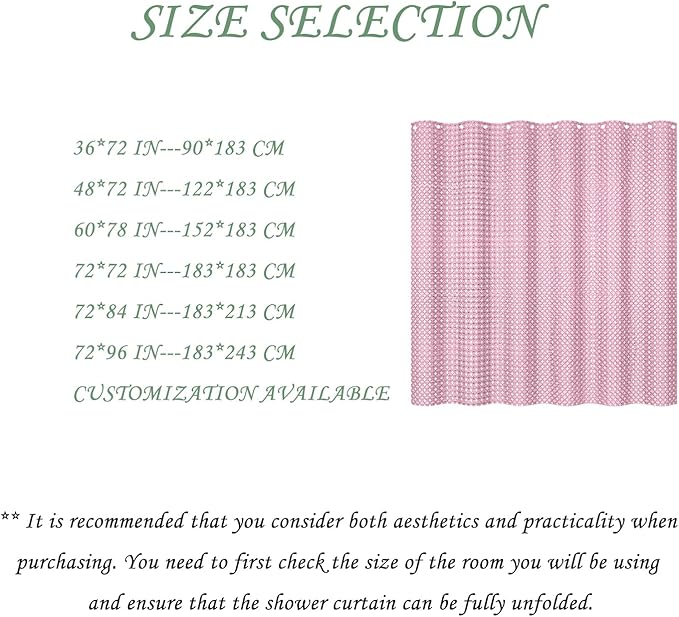 ggaimwf 60x72 Inch Solid Color Shower Curtain for Bathroom Waffle Bath Water Resistant Fabric Curtains Fairy Tale Pink Modern Thick Shower Stall Curtain with Metal Hooks