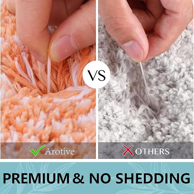 Arotive Microfiber Bathroom Rugs, Shaggy Soft and Absorbent Bath Rug, Non-Slip, Thick Plush Machine Washable Dry Bath Mats for Bathroom, Tub and Shower, 70x24, Orange, Rectangular