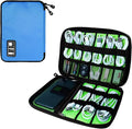 Lcsmaokin Electronics Travel Organizer,Portable Waterproof Electronic Travel Storage Bag for Small Charging Cord Storage,Charger,SD Card etc,for Travel,Business- Blue Green
