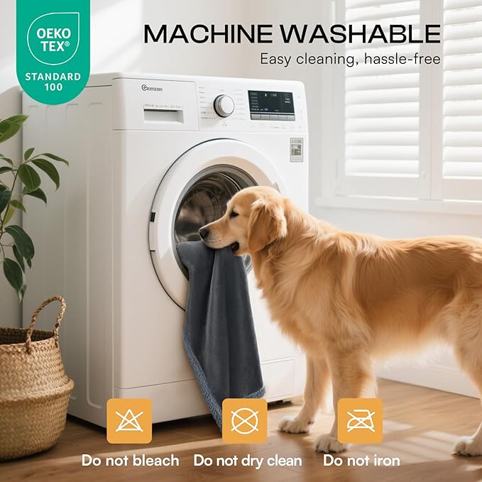 Luciphia Waterproof Bed Blanket Washable, Soft Sherpa Fleece Puppy Reversible Throw Blankets for Medium Large Dog Cat, Furniture Cover Protector Couch Bed from Liquid Pee and Pet Fur, Grey,65" x 57"
