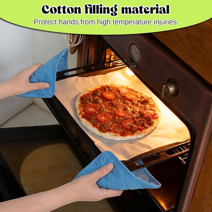 24 Pcs Pot Holders for Kitchen, 7 Inch Multicolor Cotton Pot Holders Square Hot Pads Heat Resistant Potholder with Hanging Loops for Cooking, Baking,Pots, Plates, Kitchen Decor, Gifts