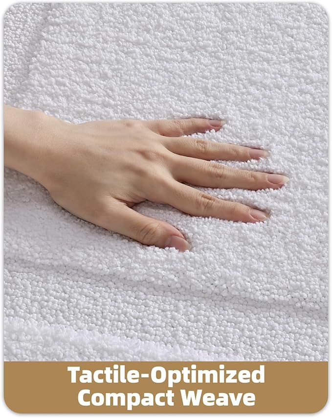 Color&Geometry Bathroom Rugs, Water Absorbent and Quick Dry Microfiber Bath Rugs-20"x32", Non-Slip, Machine Washable, Extra Soft Plush Bath Mats for Bathroom, Laundry Room, White