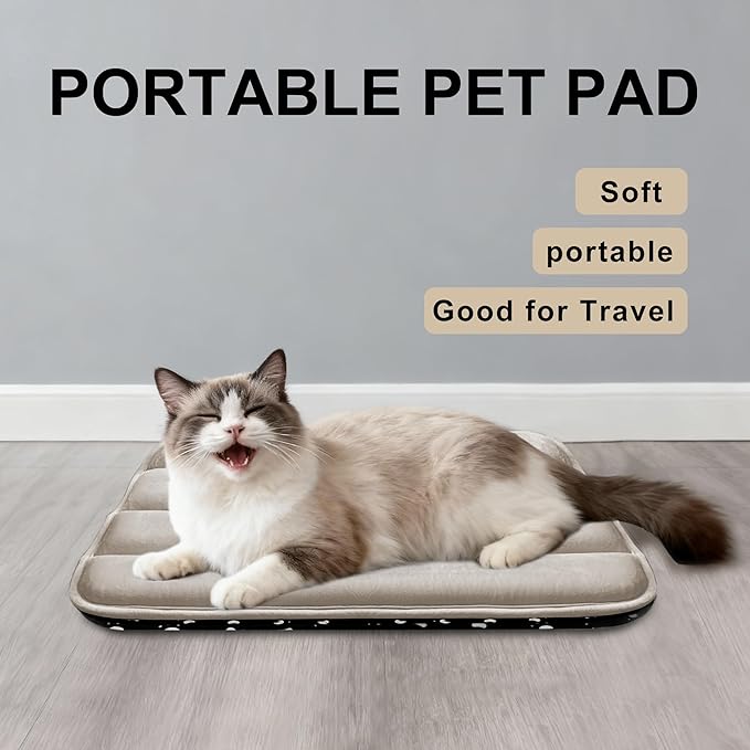 Fogkiss Dog Bed Mat, Reversible Dog Crate Pad with Washable Kennel Mat and Soft Foam, Flat Pet Bed for Dogs & Cats, for Crates Carriers & Travel (Light Brown, 18" L*12" W*1.5" Th)