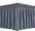 Biscaynebay Wrap Around Bed Skirts for King & Cal King Beds Short Drop of 12", Dark Grey Adjustable Elastic Dust Ruffles Easy Fit Wrinkle Resistant Silky Luxurious Fabric Machine Washable