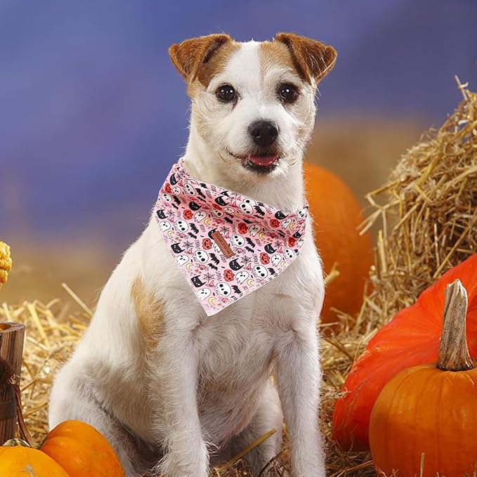 Elegant little tail Dog Bandana, Halloween Pumpkin Girl Boy Pet Bandanas for Small Medium Large Dogs Washable Square Puppy Scarf Adjustable Dog Kerchief
