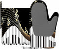 Mxocom Piano and Music Note Heat-Resistant Oven Mitts and Pot Holder Instrument Melodic Letter Twinkle Black Kitchen Non-Slip Cooking Microwave Gloves for Cooking Baking Grilling