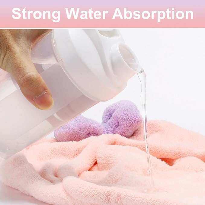 VOCOSTE 2pcs Hair Drying Towels, Triangular Hair Towel Wrap for Women, Absorbent Hair Turban Towel, Bow Hair Drying Cap for Straight Short Hair, Pink