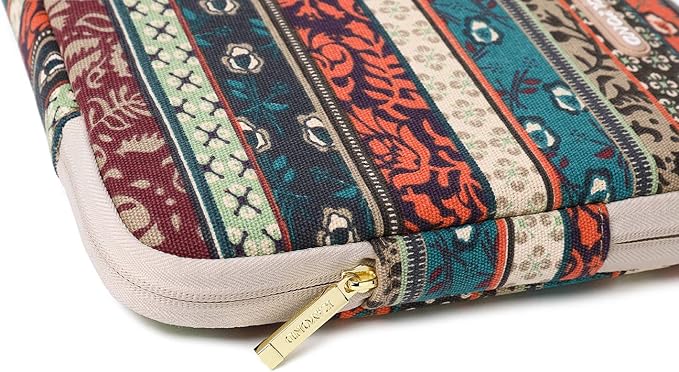 Kayond Canvas Water-Resistant 13.3 Inch Laptop Sleeve case for 12.5 inch 13inch Notebook Computer 12.9 Pocket Tablet (13-13.3 inch, Red Bohemia)