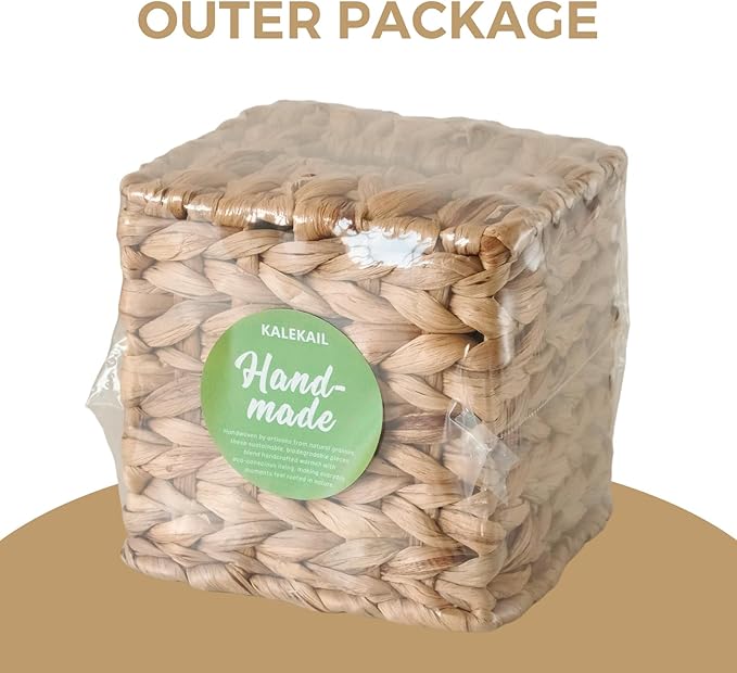 KALEKAIL 4 Pack Wicker Tissue Box Cover, Rattan Tissue Box Holder Square, Boho Decorative Woven Water Hyacinth Cube Tissue Holders