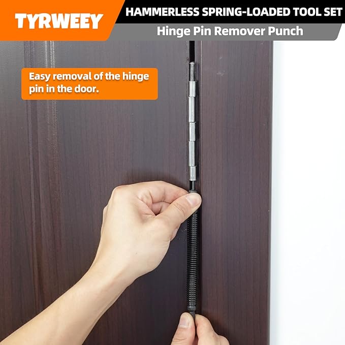 TYRWEEY 5-Piece Nail Setter Dual Head Nail Set & Dual Head Center Punch & Hinge Pin Remover Punch Set, Nail Setter Features 1/8-in, 3/16-in, 1/16-in, 1/32-in & Trim Nail Punch with Retaining Clip