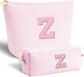 Btffitting Personalized Makeup Bag for Women Girls - Fashion Cosmetic Bag Trendy Travel Toiletry Bag with Initials Letter - Teen Gifts - Pink,Z