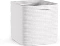 Storage Cubes 11 Inch Storage Baskets for Shelves, Cotton Rope Woven Baskets for Organizing, Cube Storage Square Bins for Toy, Playroom Decor, Classroom, Closet, White, 1pack