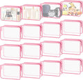 YedsIntu 16-Piece Makeup Bags, Waterproof Toiletry Bag Carry Pouch Portable Cosmetic Bag PVCTravel Clear Pouches Carry-on Travel Essentials Transparent Storage Organizer Bag (Rose Pink-M)