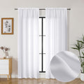 Lecloud Bessie White Curtains 84 Inches Long 2 Panels Set, Airy Privacy Light Filtering Curtain Panels, Faux Linen Textured Drapes for Dining Room Living Room, Each 40 W x 84 L