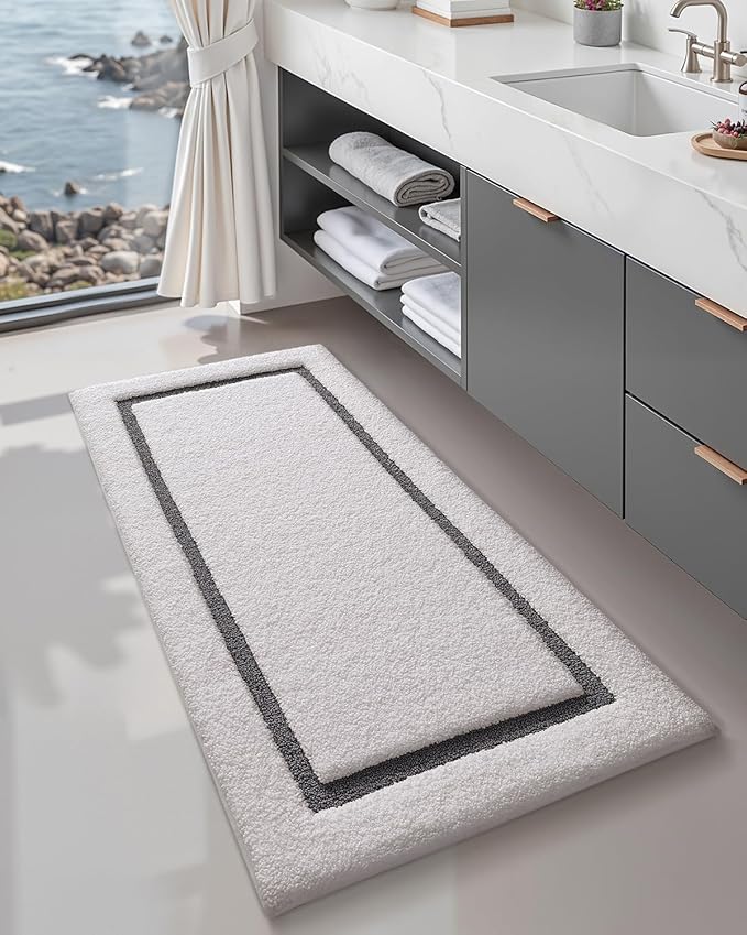 Color&Geometry Bathroom Rugs, Water Absorbent and Quick Dry Microfiber Bath Rugs-24"x43", Non-Slip, Machine Washable, Extra Soft Plush Bath Mats for Bathroom, Laundry Room, Shower and Tub