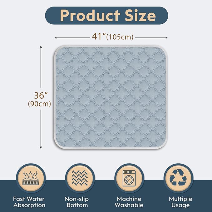 FunFurry Washable Pee Pads for Dogs - 2 Pack Reusable Pee Pads，Waterproof Puppy Pads，Pet Training Pads，Super Absorbent with Dog Paw Shape Non-Slip Backing (Light Grey, 36" X 41" - 2 Pack)