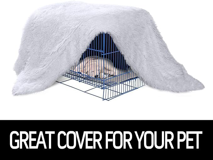 LOCHAS Luxury Fluffy Dog Blanket, Extra Soft and Warm Sherpa Fleece Pet Blankets for Dogs Cats, Plush Furry Faux Fur Puppy Throw Cover, 20''x30'' White