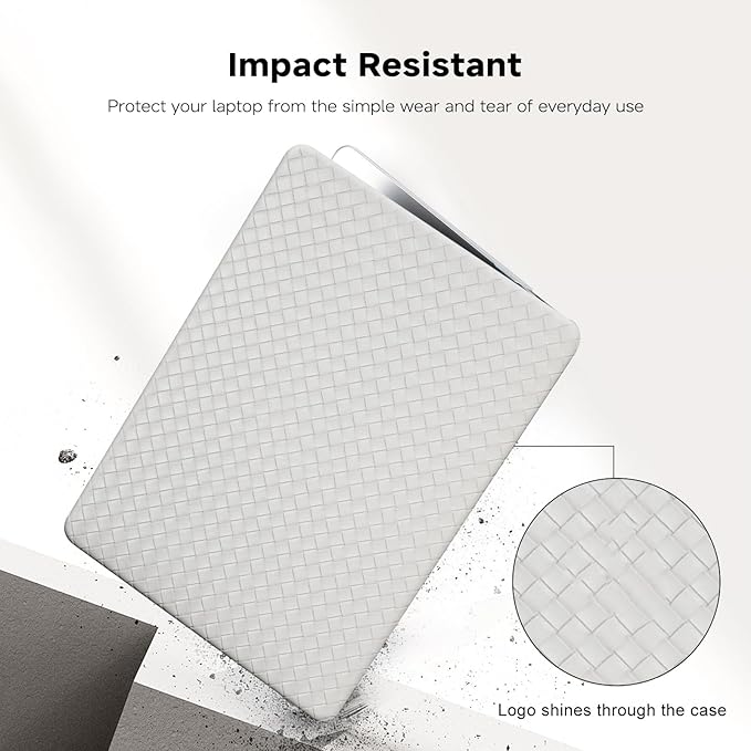 BYCeKe Woven Case Compatible with MacBook Air 13.6 inch 2022-2025 M4 A3240 M3 A3113 M2 A2681,for Mac Air 13+ Sturdy Protective Leather Woven Textured Case&Keyboard Cover for Mac 13 M4 Weave,Boho White