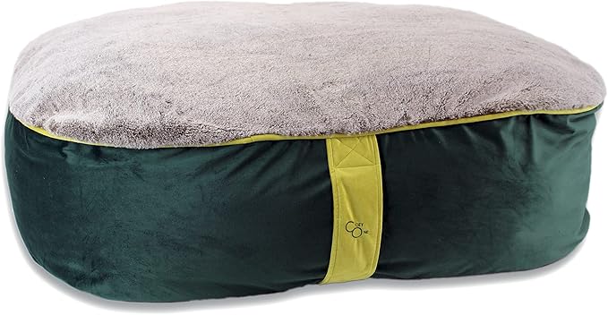 CozyOne Mia Collection Self-Warming Oval Dog Bed - Ultra-Soft Plush Dream Pet Bed with Removable Velvet Cover- Cozy Dog Beds for Medium Dogs (36x32x10 Inch, Green) - Made in USA