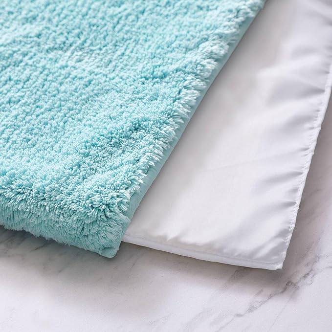 Cuddledown Memory Foam Bath Rug | 100% Cotton Cover | Memory Foam Insert | Soft & Sinkable | Removable Cover | Oeko-TEX Standard 100 Certified | 21" x 34" | Sage