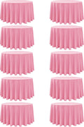 10-Pack Pink Round Tablecloths, 108 Inches, Stain-Resistant Polyester for 4-5 Ft Round Tables - Washable Table Covers for Weddings, Banquets, Birthday Parties, Events