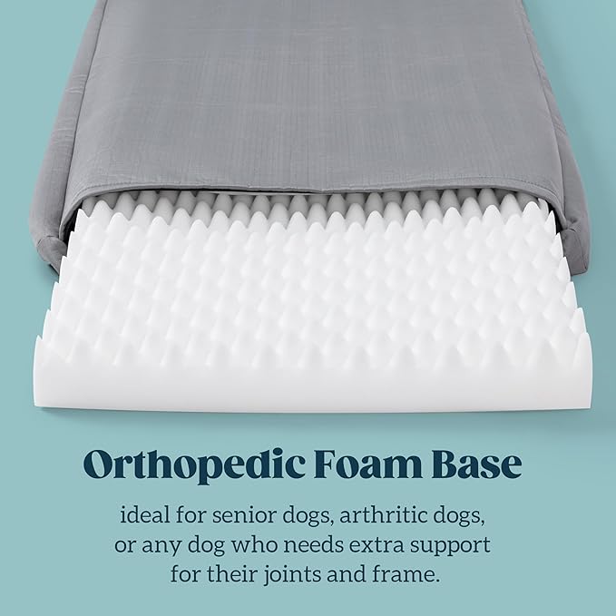 PELZIN Cybarmour Indestructible Dog Bed - Outdoor Waterproof Chew Proof Dog Crate Pad - Orthopedic Kennel Mat for Aggressive Chewers - Large Breeds & Fits 36-Inch Crate - 35"x22", Limestone