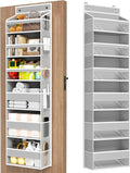 Mefirt Over The Door Organizer, 6 Shelf Door Organizer Hanging with 6 Large Capacity Pockets, Over The Door Storage Hanging Shelves for Closet Wall Bathroom Closet Bedroom Nursery