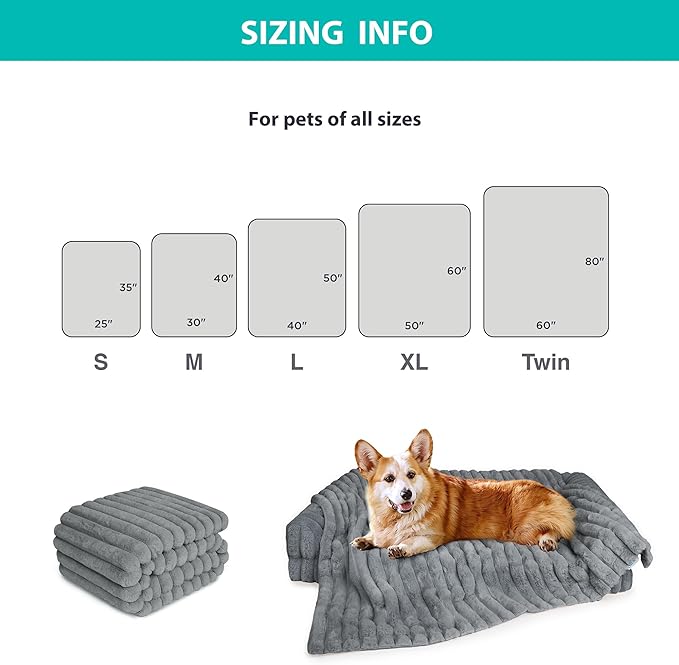 ZAKAPAWS Waterproof Dog Blanket for Bed, Luxury Plush Washable Large Dogs Blankets for Furniture Protection, Super Soft Calming Pet Blanket for Indoors (Grey, 40"x50")