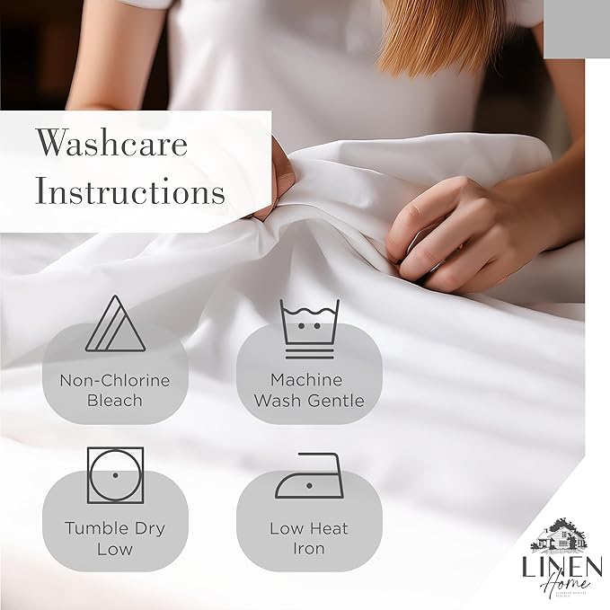 Linen Home 100% Cotton Printed Percale Sheets Queen Size, Deep Pocket, 4 Pieces Set - 1 Flat, 1 Deep Pocket Fitted Sheet and 2 Pillowcases, Crisp Cool and Strong Bed Linen, Grey Botanical Floral