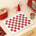 Red Dish Drying Mat Hide Stain Coffee Bar Mat Fast Dry Modern Checkered Kitchen Accessories Non Slip Mat, New Year Gift for Family Friends Home Decor,Red Checkered