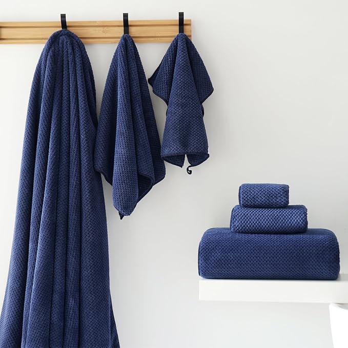 Akzpe 40x80 Inches Bath Sheets Towels for Adults Oversized Bath Towels Extra Large Luxury Super Soft Absorbent Quick Dry Microfiber (Navy Blue,2PCS)